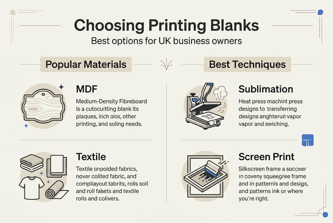 Infographic comparing printing blank materials and methods