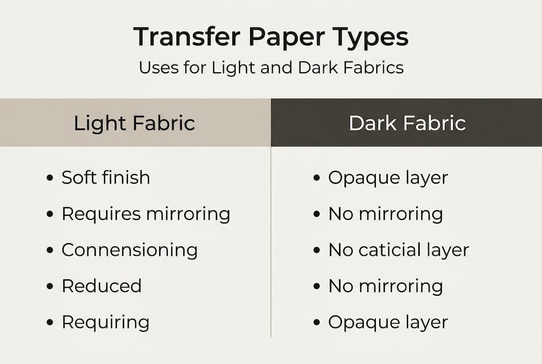 Infographic comparing transfer paper types