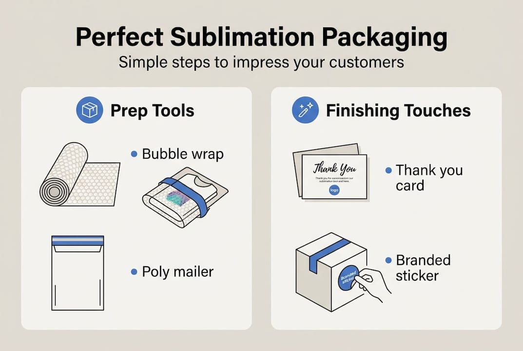 Infographic showing sublimation packaging steps