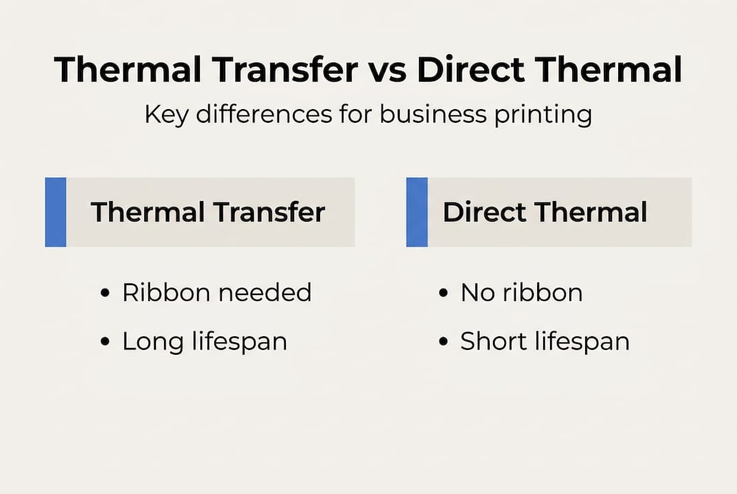 Infographic compares thermal transfer and direct thermal