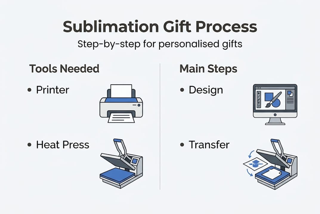 Infographic showing sublimation gift process