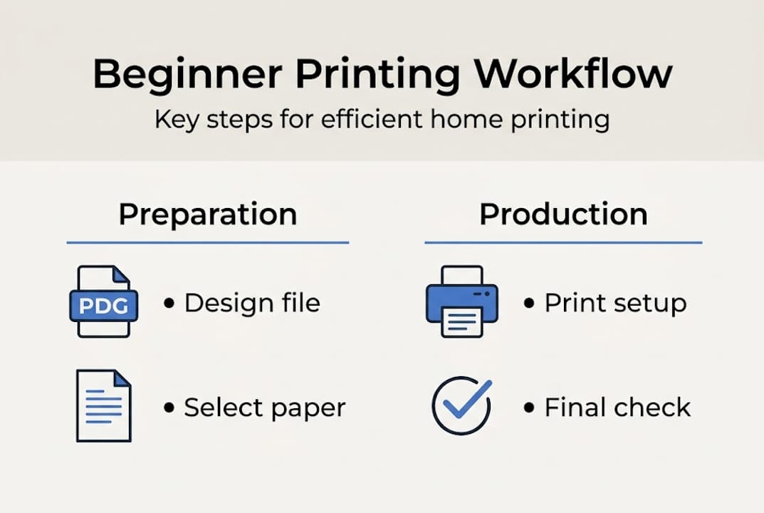 Infographic shows main workflow steps in printing
