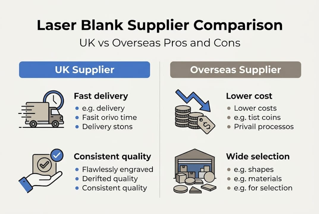 Infographic comparing blank supplier factors
