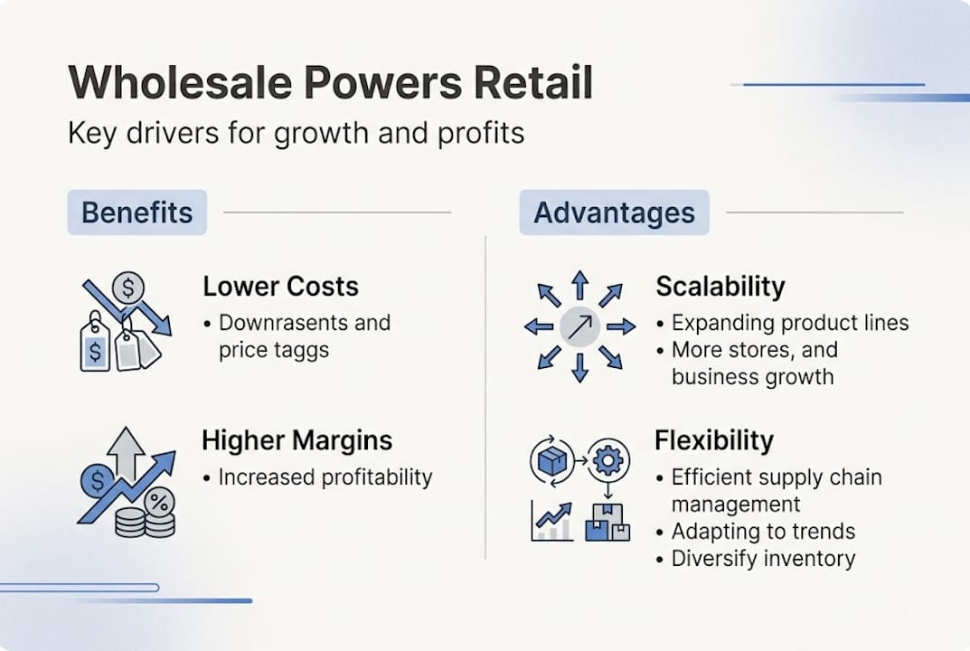 Infographic showing wholesale’s benefits for retail