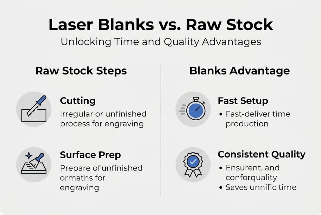 Infographic comparing blanks and raw material benefits