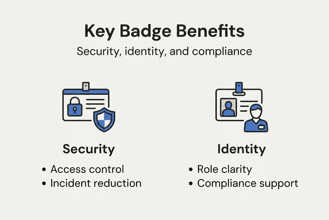 Infographic showing badge role in security and identity