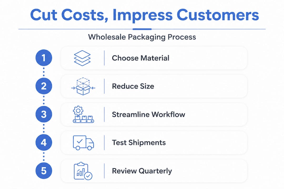 Infographic outlining steps to reduce packaging costs
