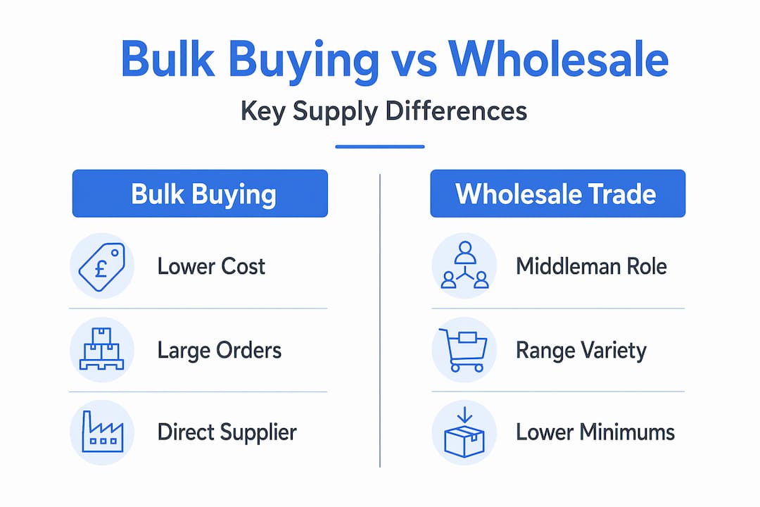 Infographic comparing bulk buying and wholesale trade