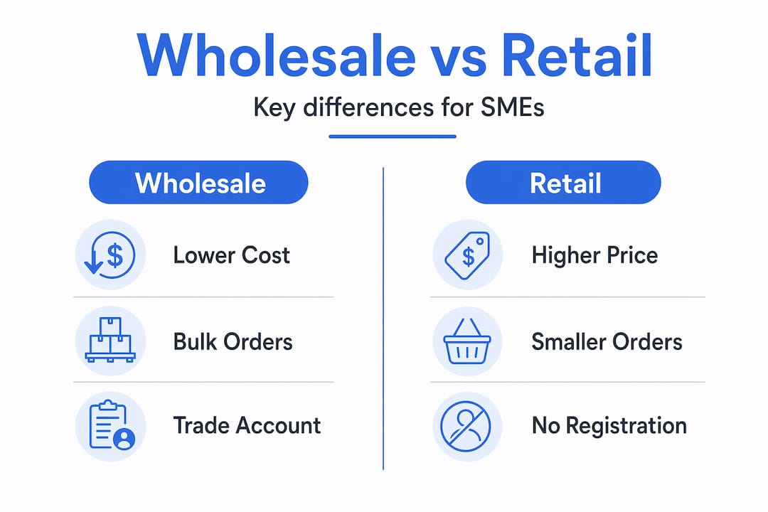 Infographic comparing wholesale and retail key differences