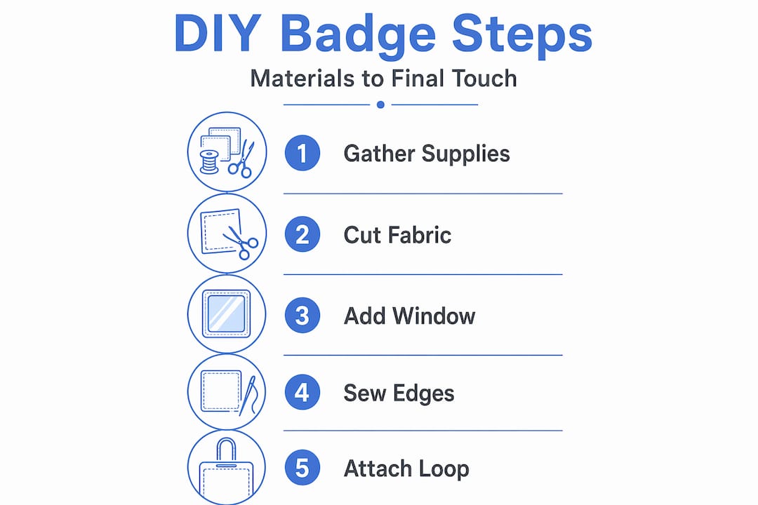 Infographic of DIY badge holder steps vertical flow