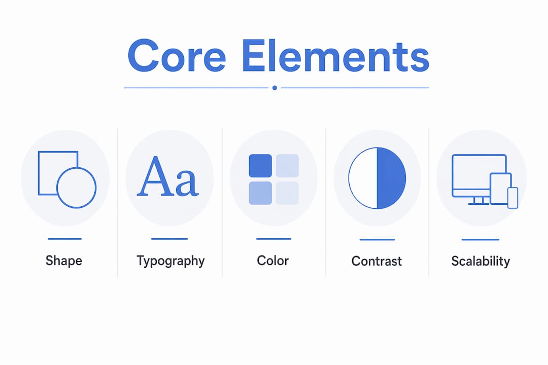 Infographic illustrating core elements of badge design