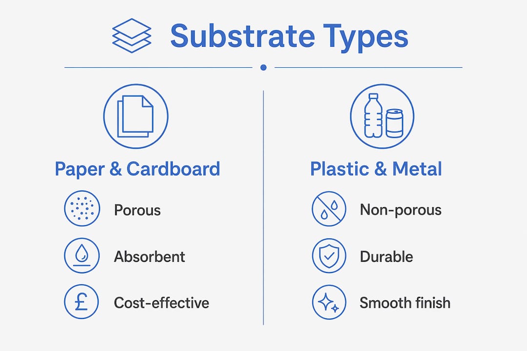 Infographic comparing paper and plastic substrate types