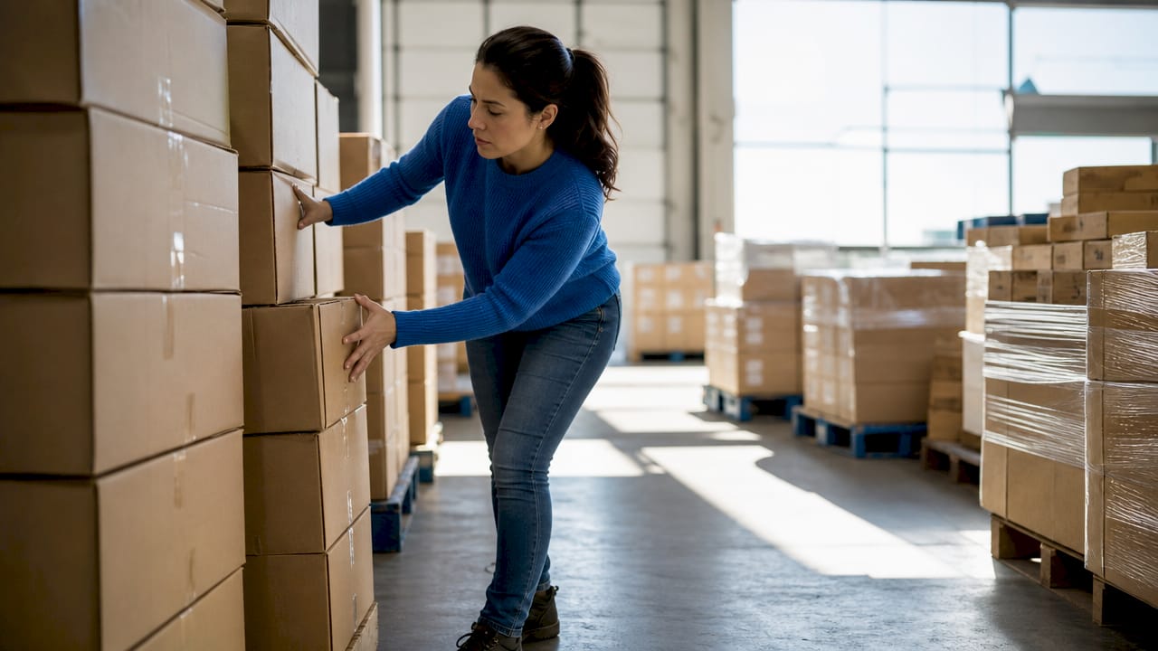 Hands organizing wholesale goods in warehouse