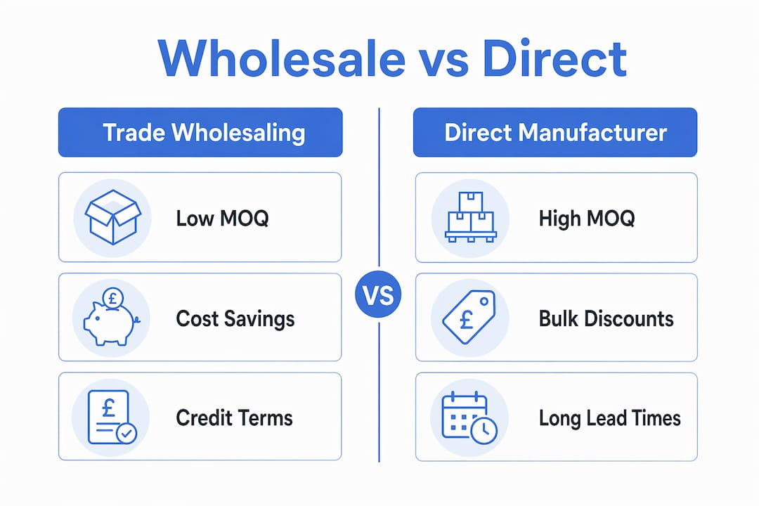 Infographic comparing wholesale and direct buying benefits