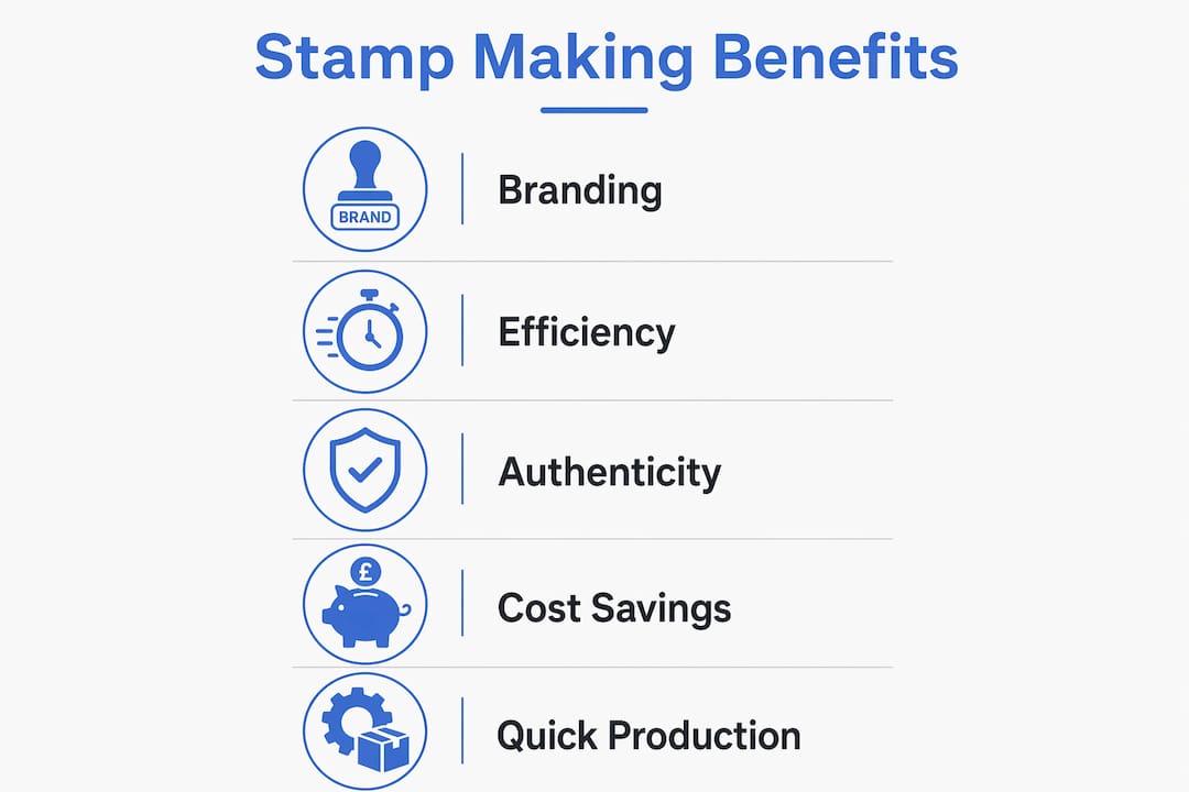 Infographic showing key benefits of stamp making