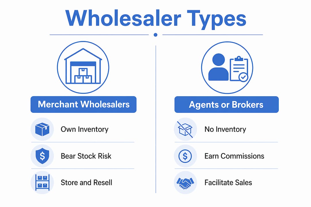 Infographic comparing merchant wholesalers and agents