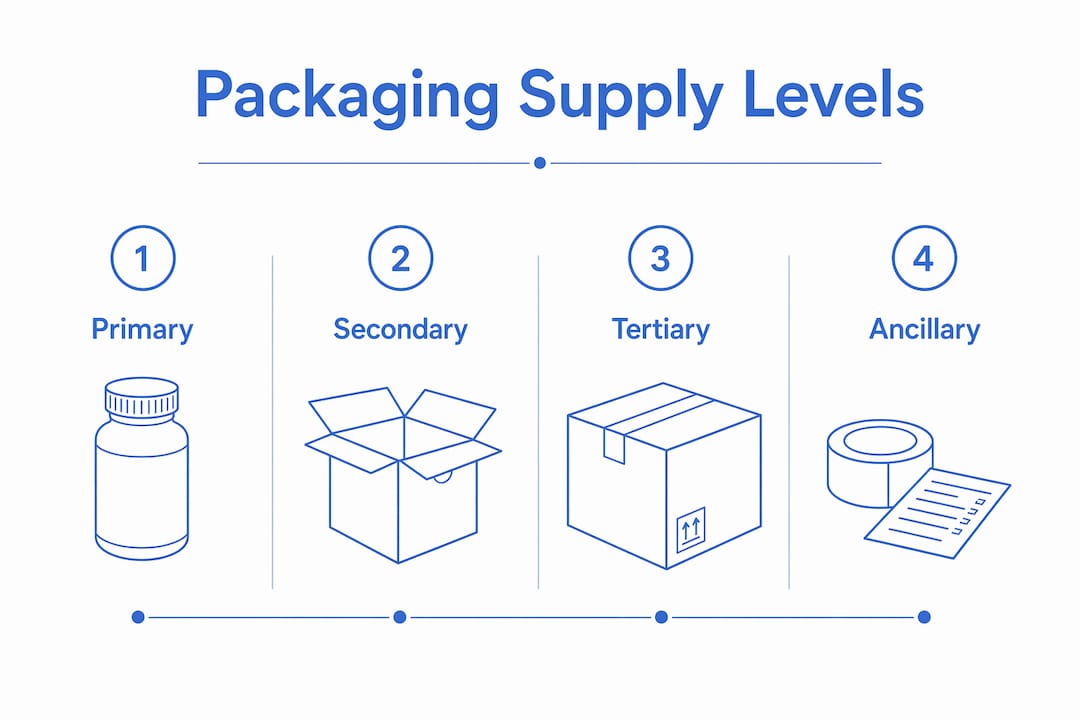 Infographic showing the four levels of packaging supply