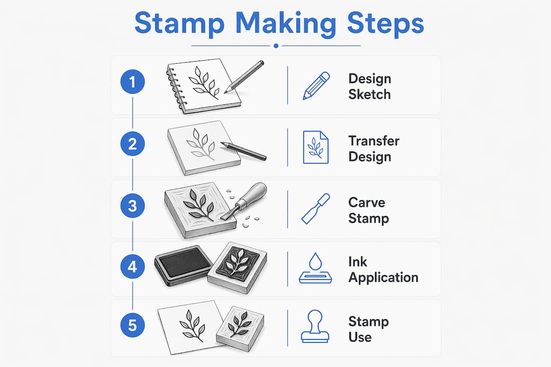 Infographic illustrating steps to create custom stamps