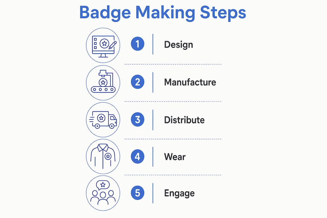 Infographic showing badge making process steps