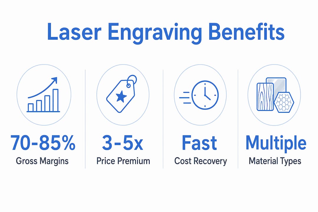 Infographic illustrating laser engraving business key statistics