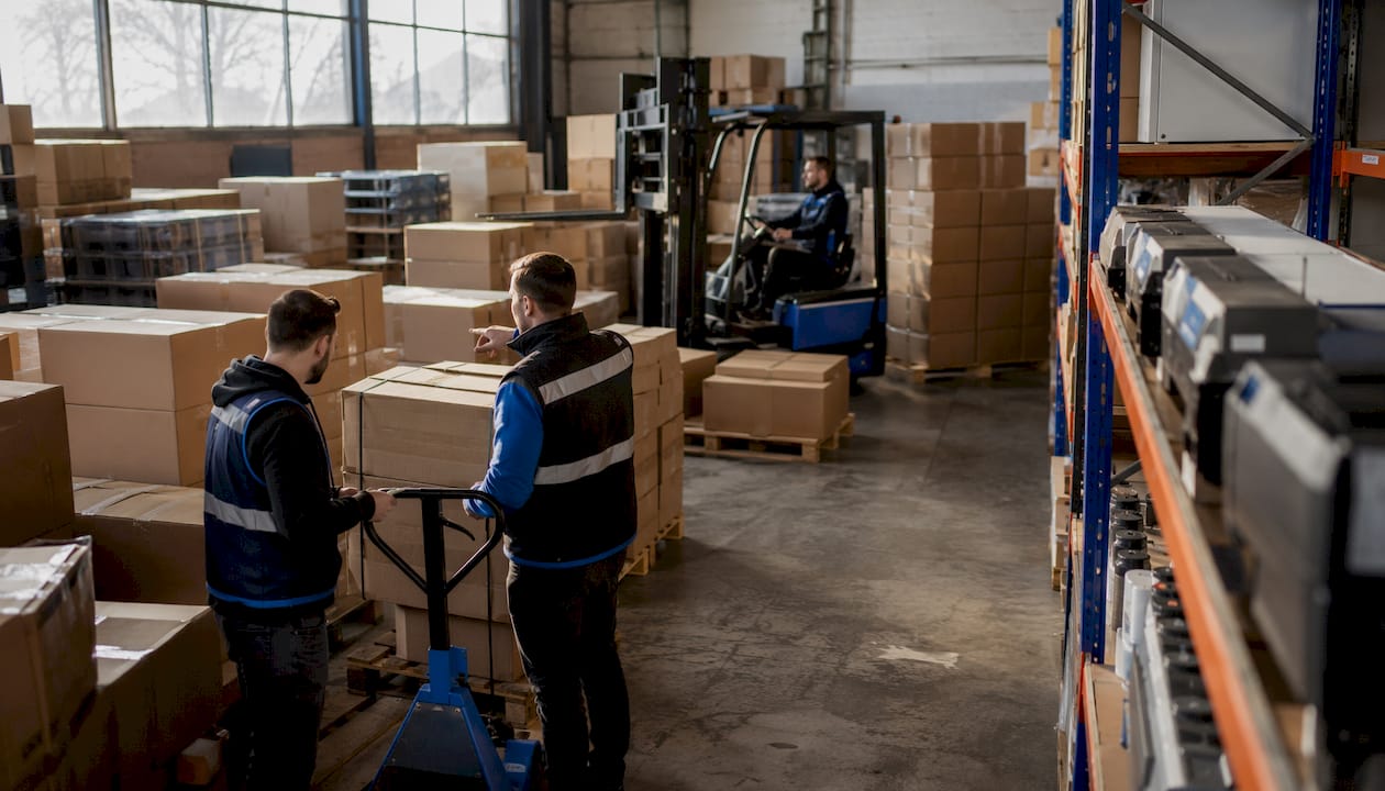 Warehouse scene of sublimation supplies distribution