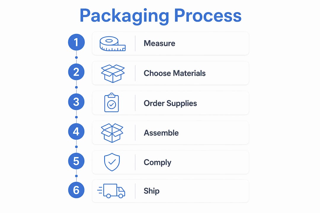 Infographic outlining steps in the packaging process