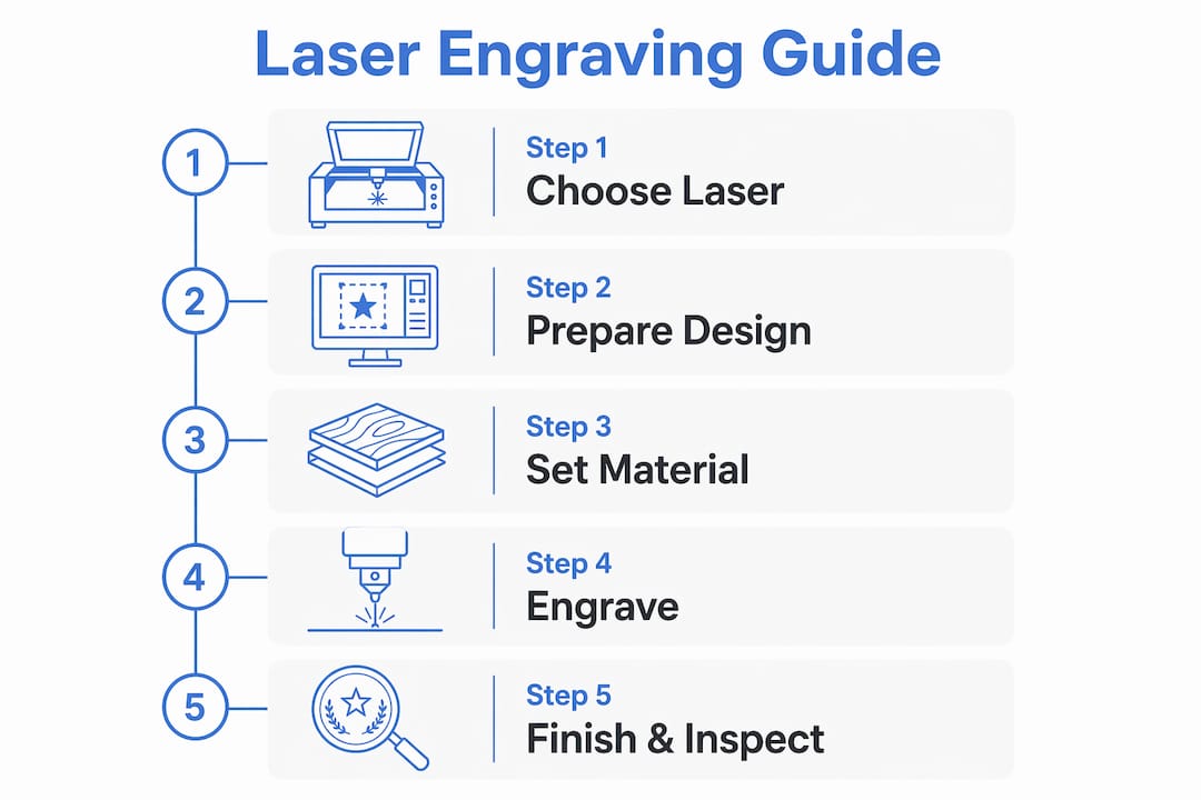 Infographic showing laser engraving process steps