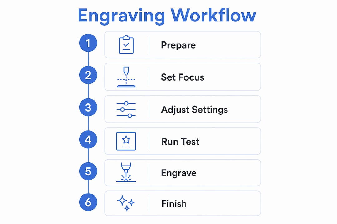 Infographic illustrating laser engraving workflow steps