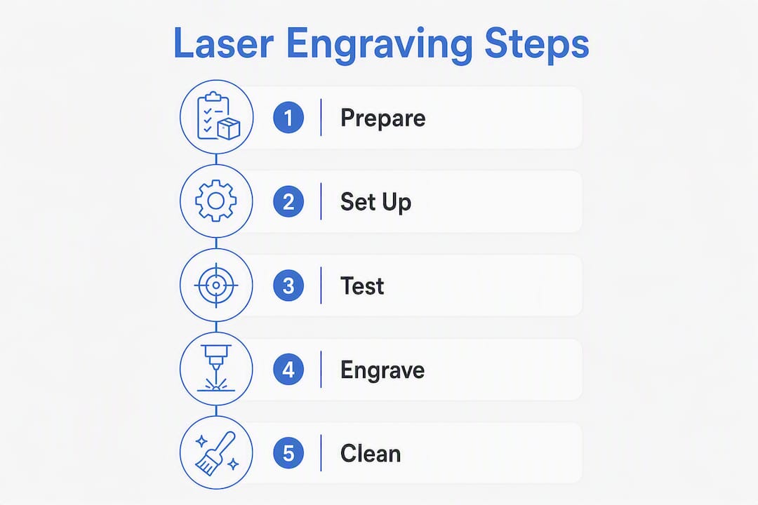 Infographic showing step-by-step laser engraving process