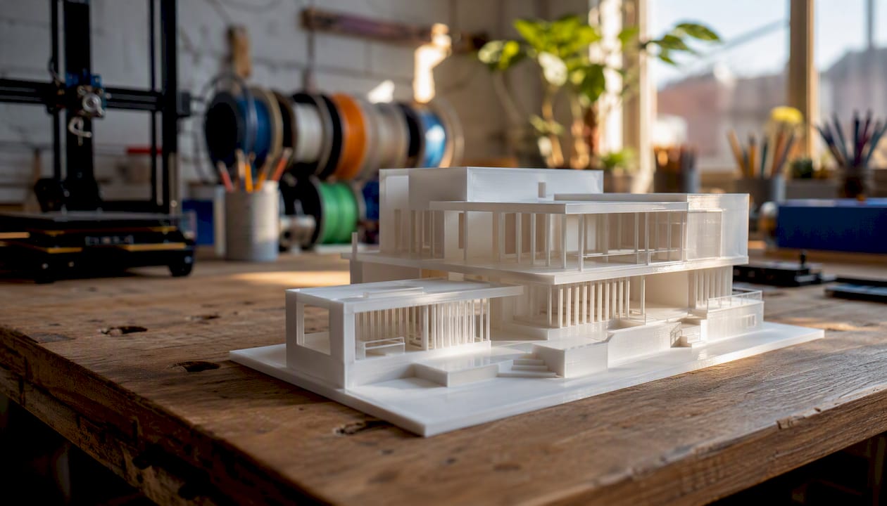PLA 3D printed architectural model close-up