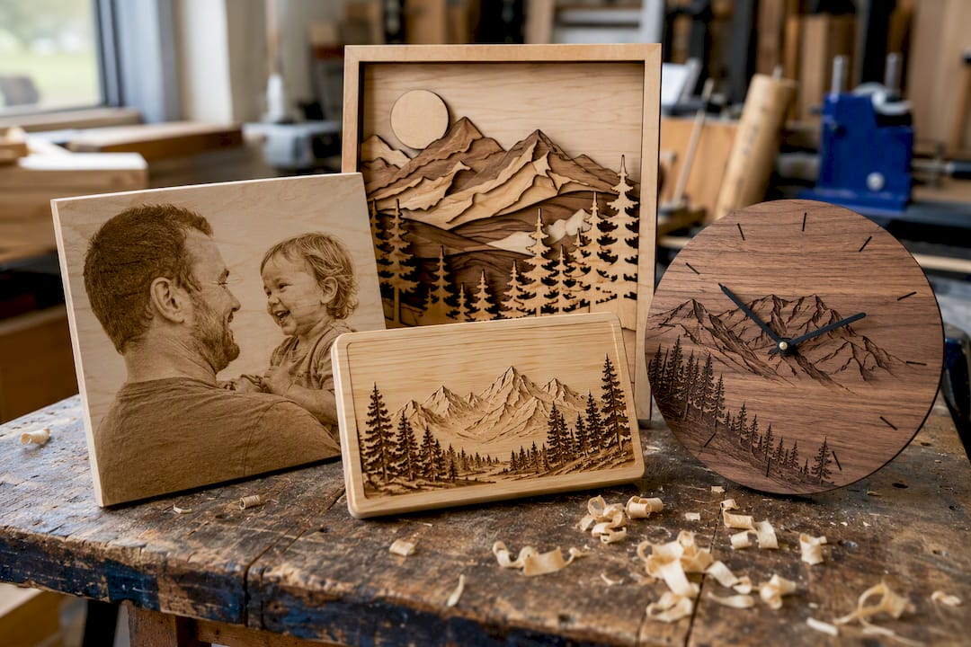 Variety of laser engraved wood projects