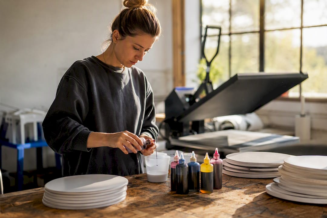 Eco-friendly sublimation printing materials on table