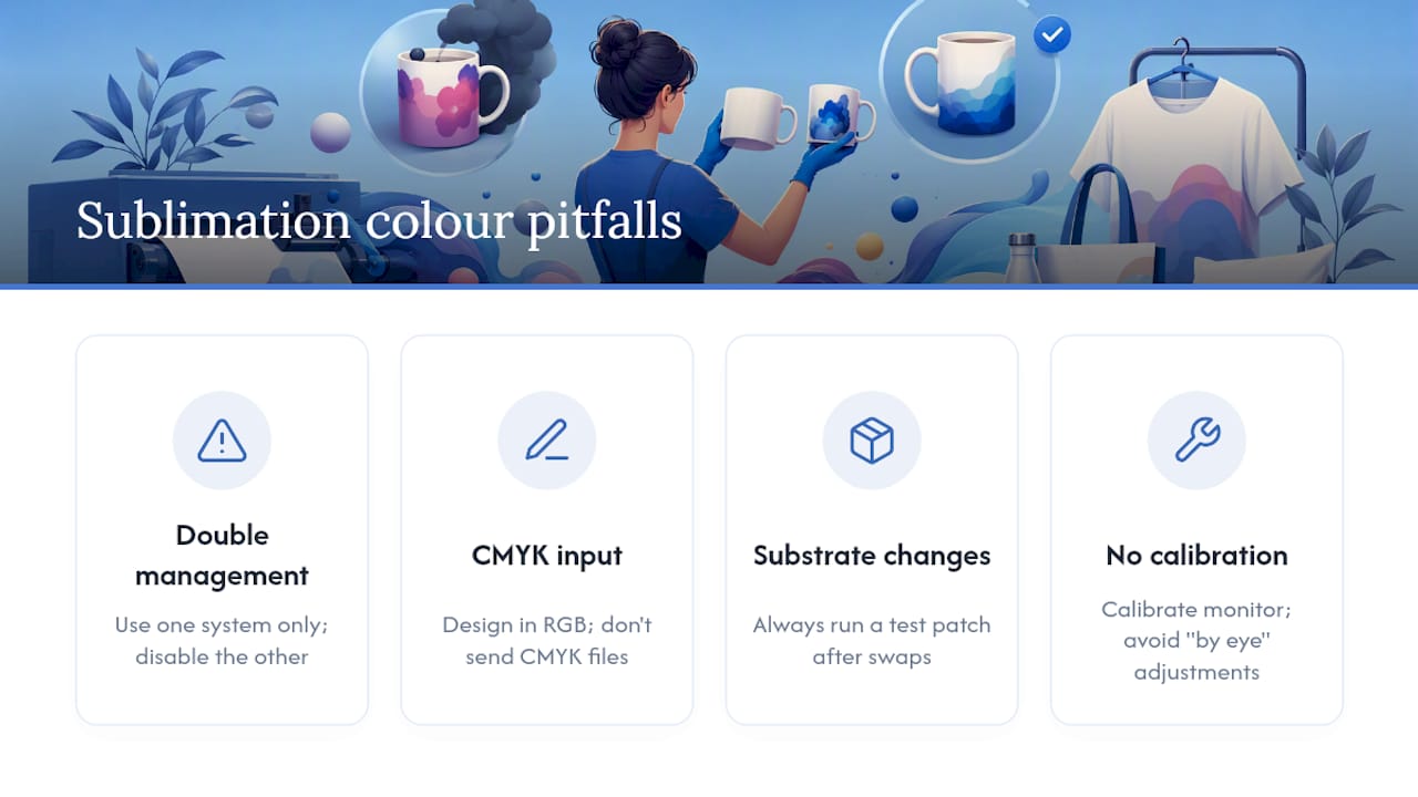 Diagram of common sublimation colour management pitfalls