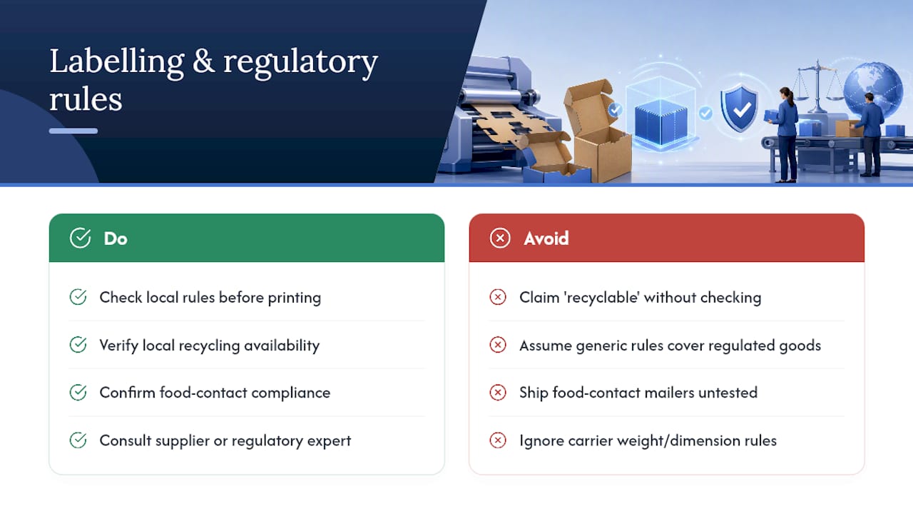 What labelling and regulatory rules apply to packaging materials? — overview diagram