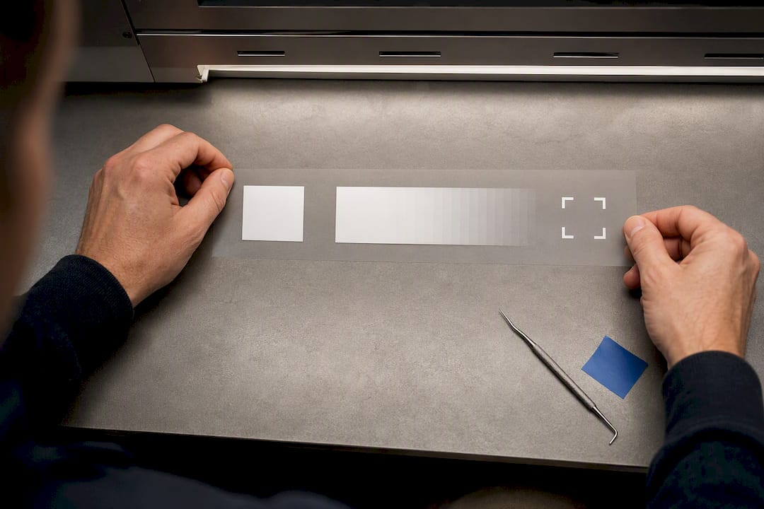 DTF test strip after curing inspection