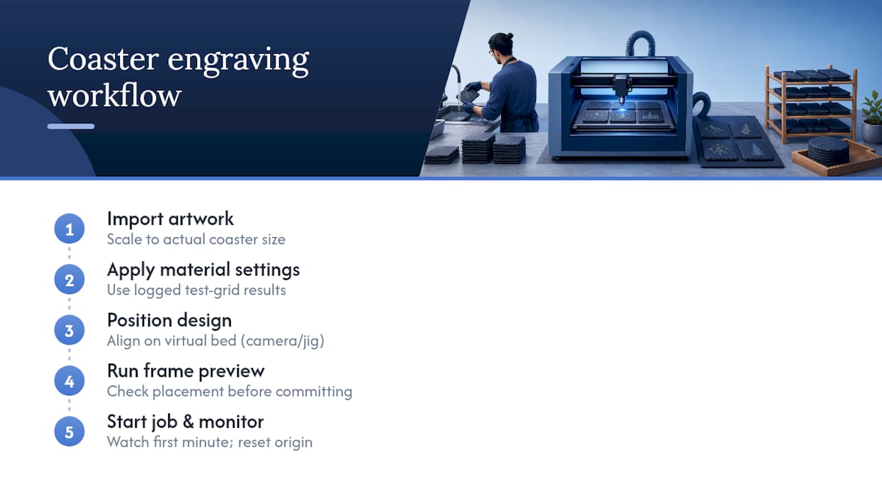 Five-step slate engraving workflow