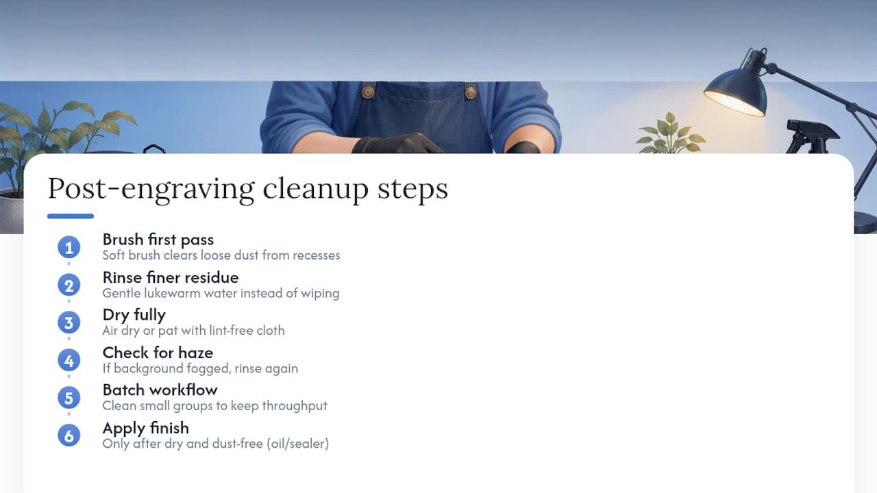 How should you clean up after engraving, beyond finishing? — overview diagram