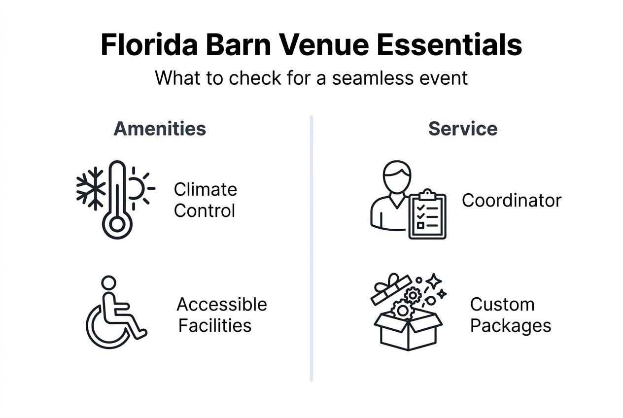 Infographic outlining Florida barn venue essentials