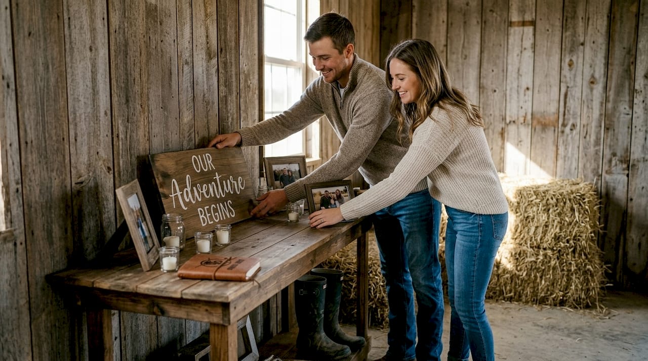 Couple adds personal touches at barn wedding