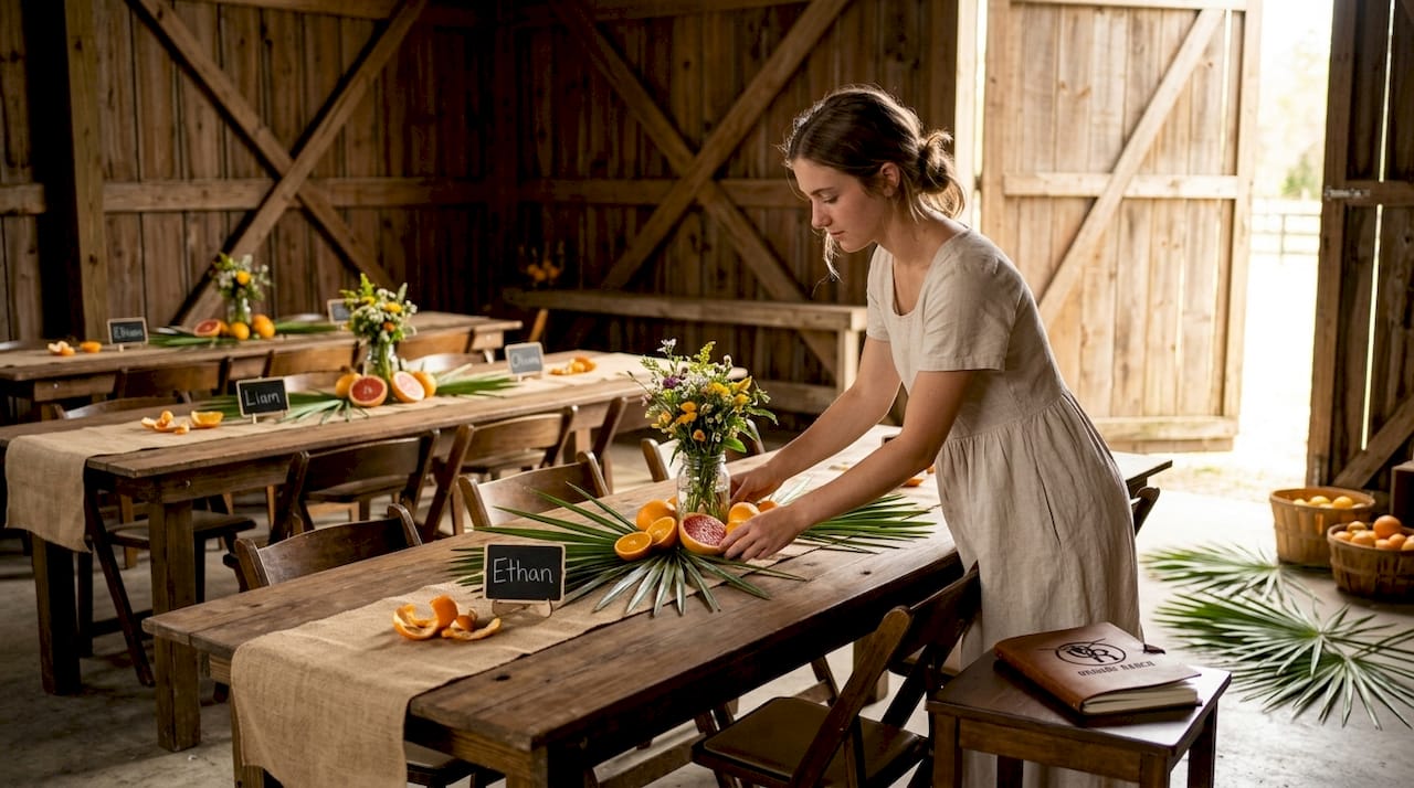 Personalized decor at Florida barn wedding
