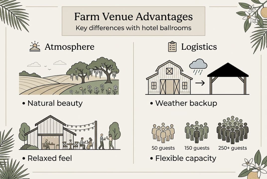 Farm venue vs ballroom infographic