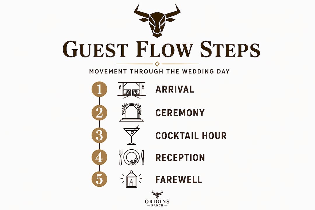 Infographic of wedding guest flow steps