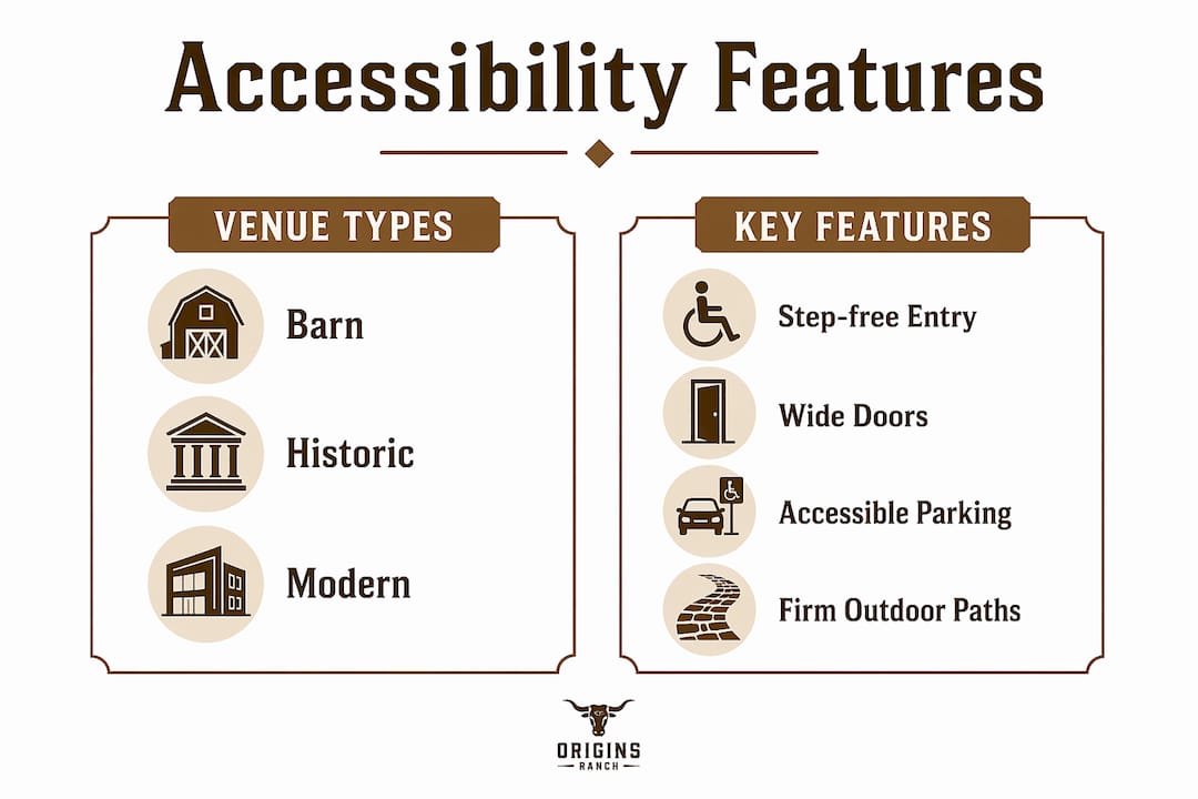 Infographic comparing accessibility features across venue types