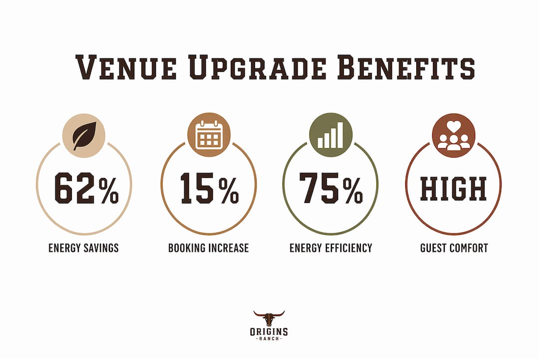 Infographic showing key statistical benefits of venue upgrades