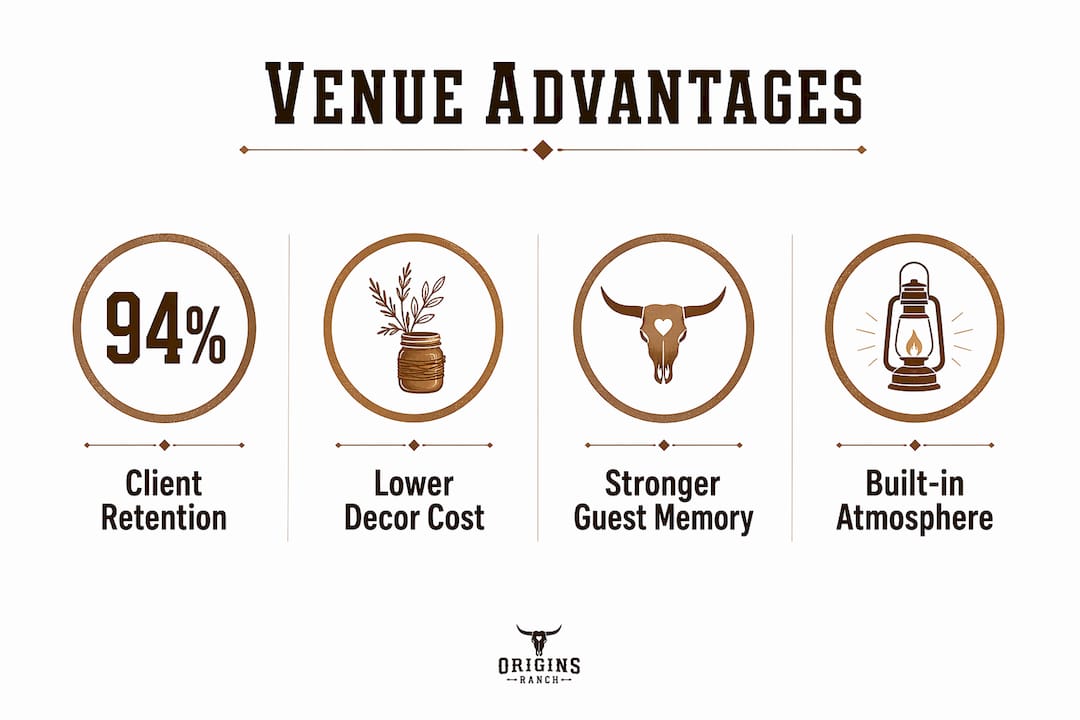 Infographic showing key advantages of unique wedding venues