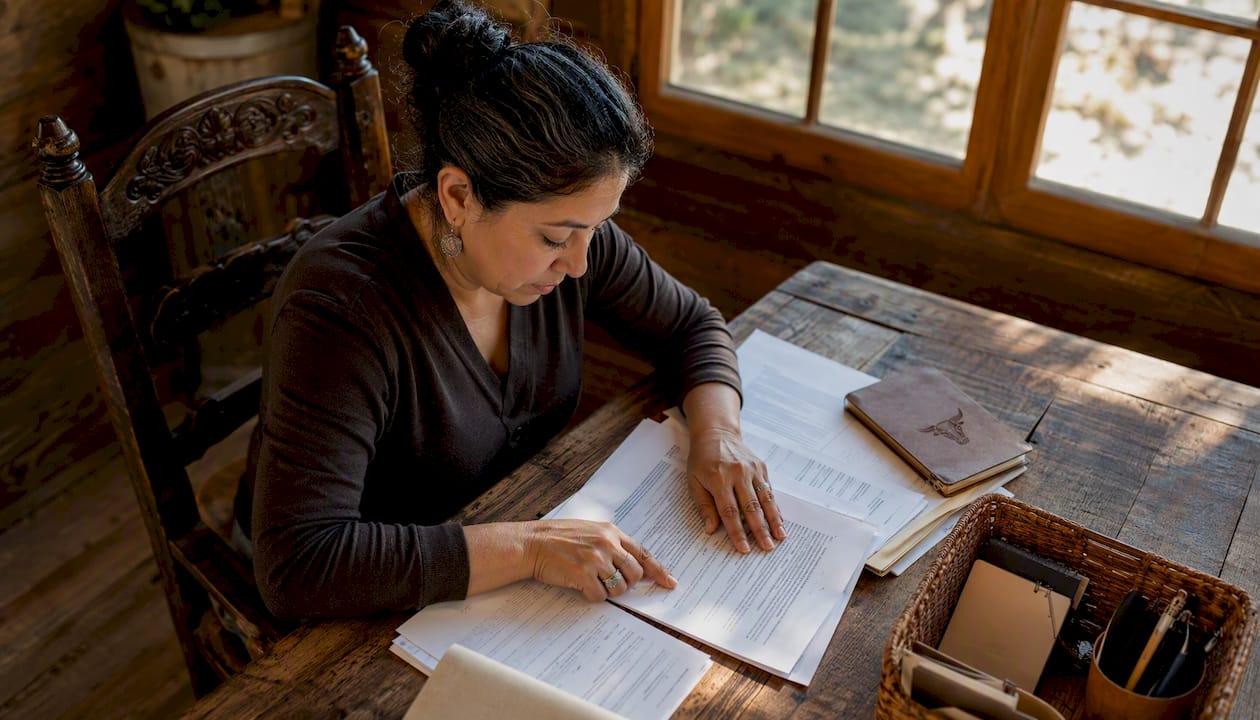 Woman reviewing venue insurance policies