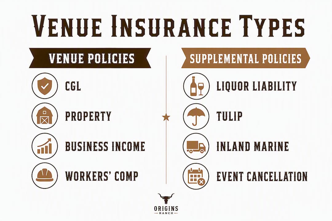 Infographic comparing venue insurance policy types