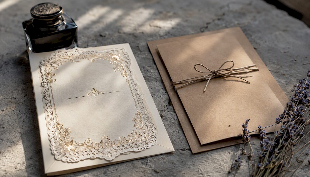 Comparison of formal and casual wedding invitations