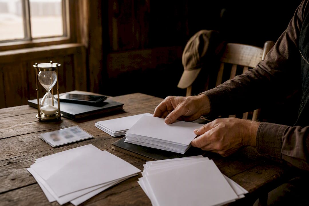 Hands organizing wedding application documents