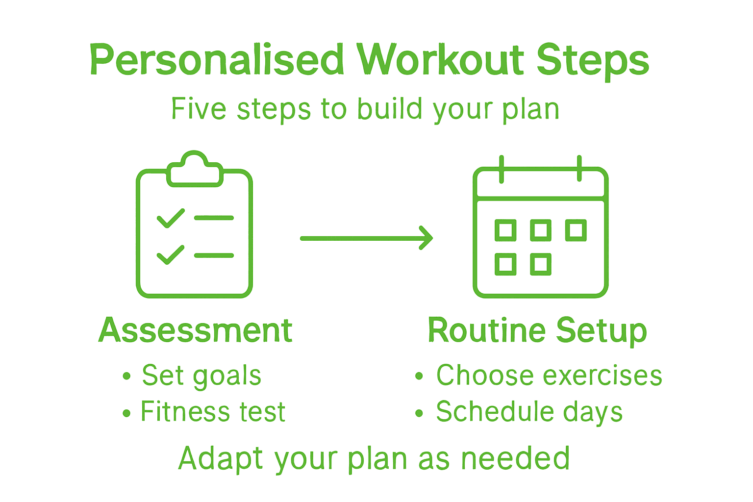 Infographic shows workout plan steps visually